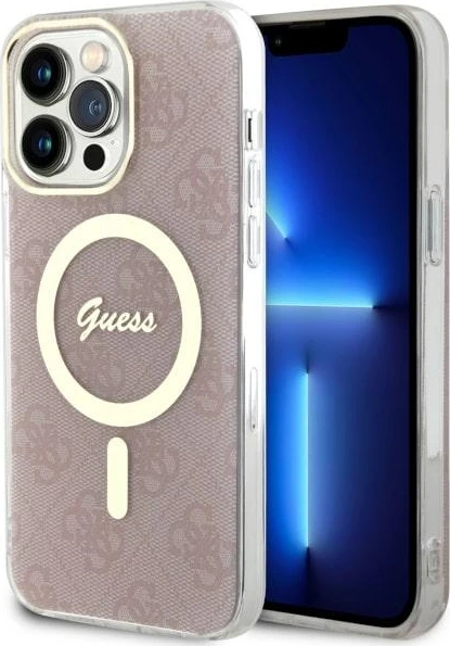 Mbështjellës Guess 4G MagSafe për iPhone 14 Pro Max, rozë