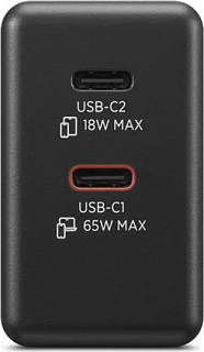 Karikues Lenovo Dual USB-C GaN 65W, me kabllo USB-C 1.5m, i zi