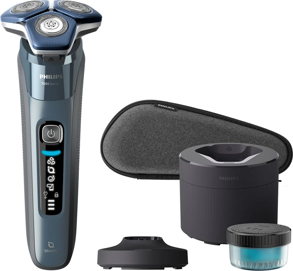 Makinë rroje Philips Series 7000 S7882/55, Wet & Dry, karikim i shpejtë, pod pastrimi & pouch, blu