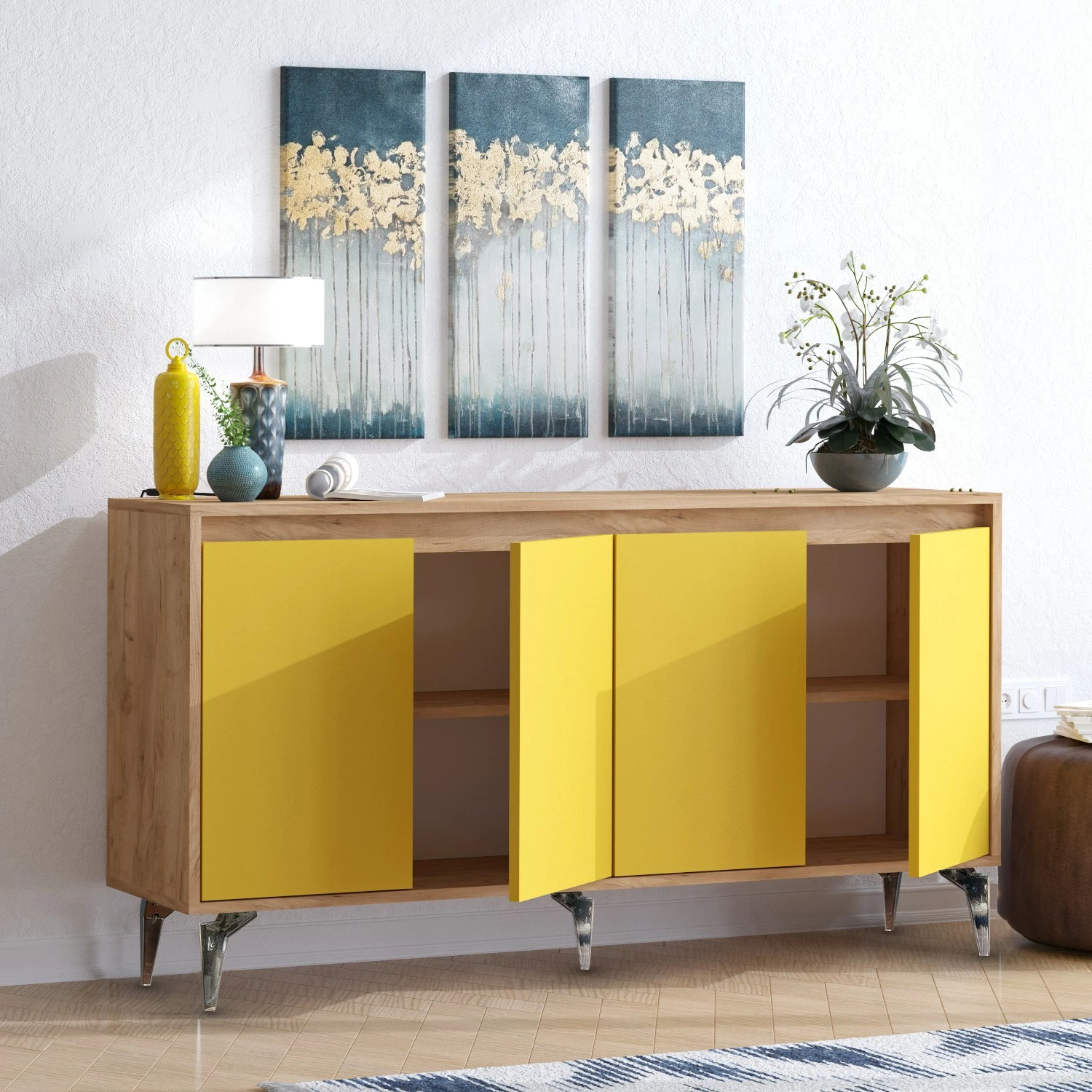 Konsol Skye Decor, ngjyrë lis dhe e verdhë, UTAH