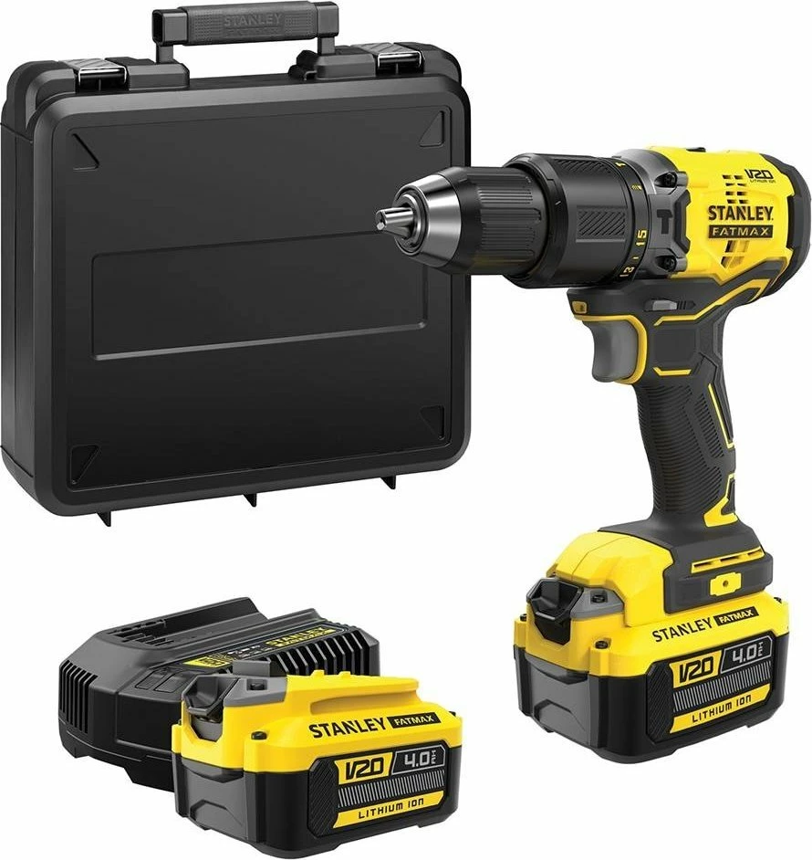 Shpues/vidhosës udarake me bateri Stanley FatMax V20 SFMCD715M2K 18V, 2x4Ah, brushless, me valixhe, verdhë/zi