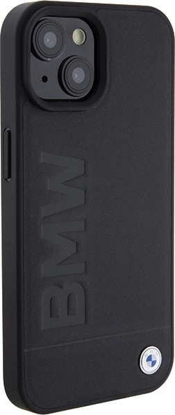 Mbështjellës BMW Leather Hot Stamp MagSafe për iPhone 15 Plus 6.7\", lëkurë hardcase, i zi