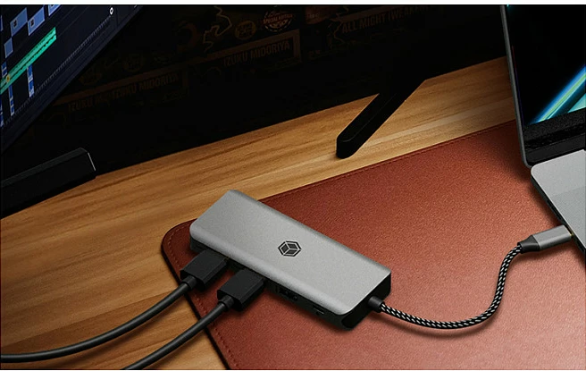 Docking station RaidSonic ICY BOX IB-DK4012-CPD, USB 3.2 Gen 1 Type-C, 100 W, 10/100/1000 Mbit/s, Anthracite, Black