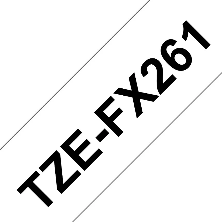 Kasetë shirit etikete Brother TZe-FX261, 36mm x 8m, e zezë mbi të bardhë