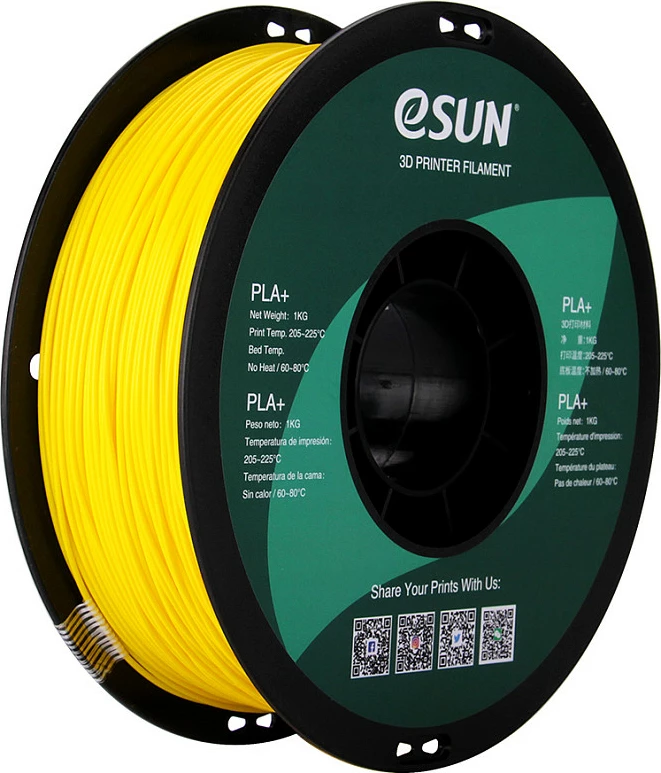 Filament 3D eSun PLA+ 1.75mm 1kg, i verdhë