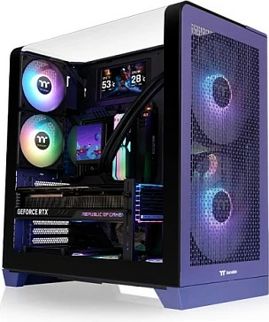 Kasë Thermaltake View 390 Air Future Dusk, Midi Tower, xham i temperuar, RGB, blu