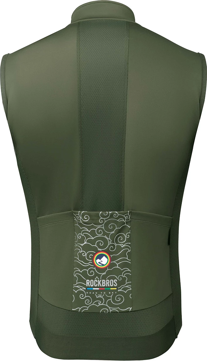 Jelek çiklizmi Rockbros TLMJ002 ROAD TO SKY, windproof i izoluar, breathable me panele mesh, 3 xhepa mbrapa, madhësia L, i gjelbër
