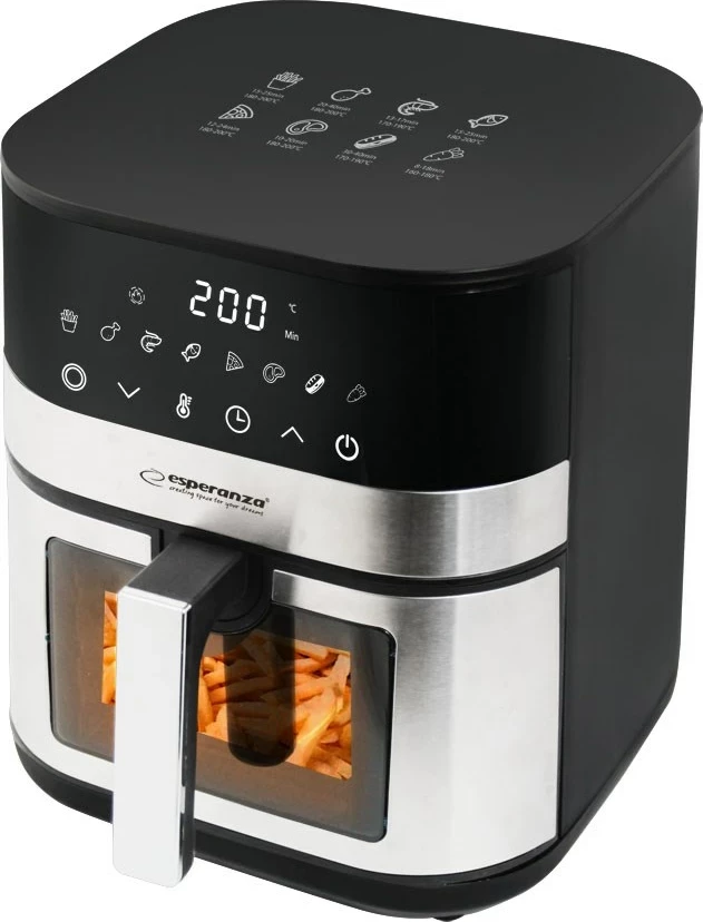 Fritezë me ajër të nxehtë Esperanza EKA003, 5L, 1400W, Inox, e zezë