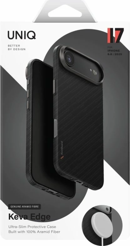 Mbështjellës telefoni UNIQ Keva EDGE Magclick Charging për iPhone Air, i zi