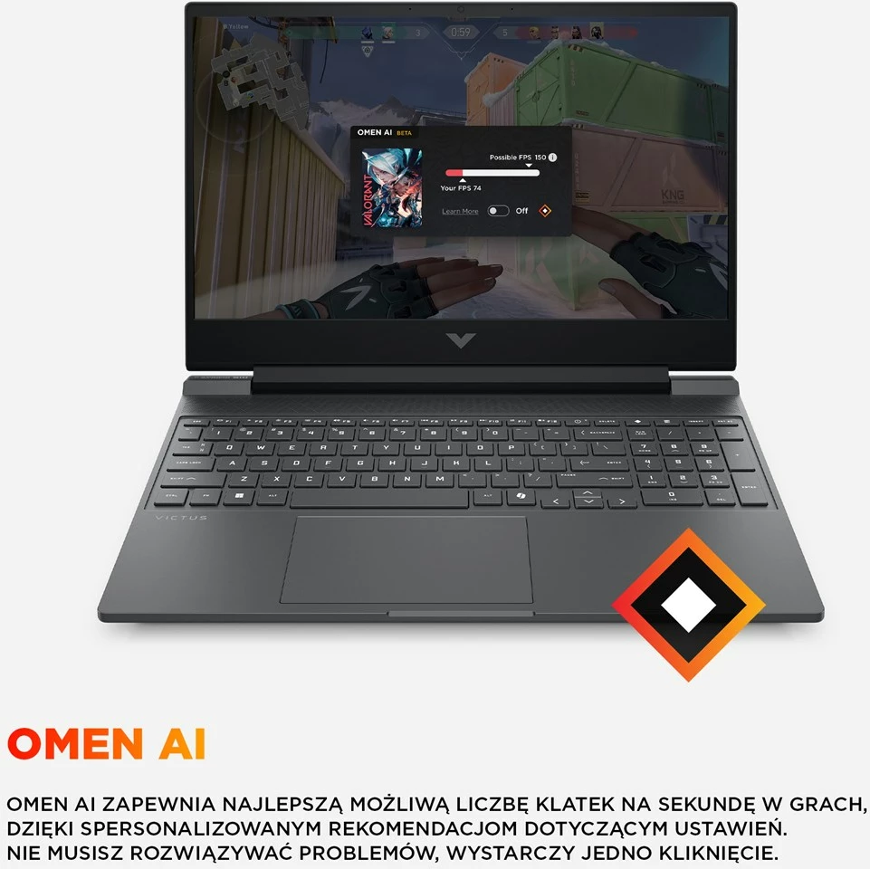 Laptop gaming HP Victus 15-fa2243nw, Intel Core i5-13420H, 16GB RAM, 512GB SSD, RTX 4050, 15.6" FHD, Gri