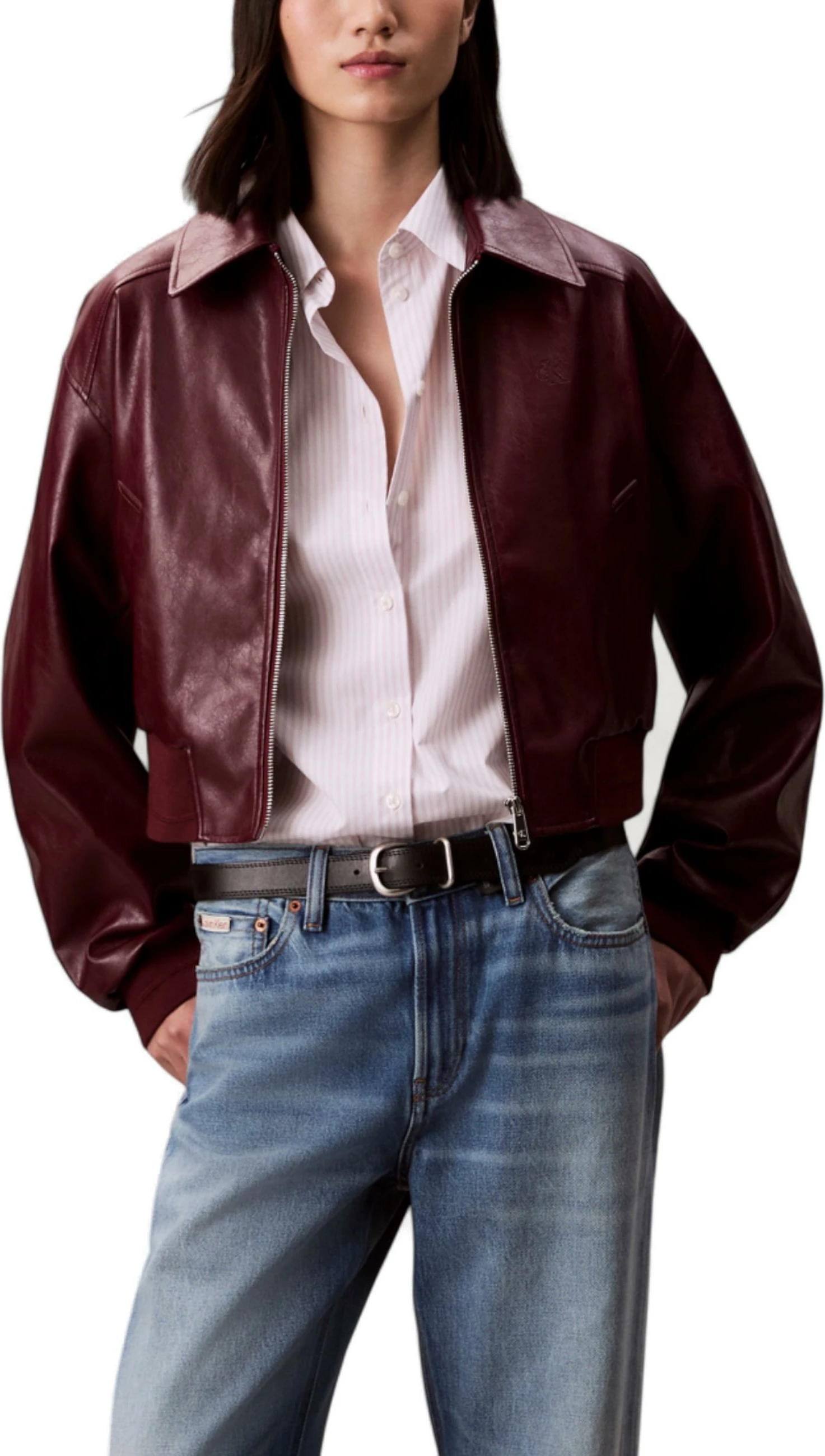 Jakne për femra Calvin Klein Jeans A-Cropped Crinkle Fa LV047C518G, bordo