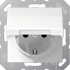 Prizë muri Jung AS1520KIKLWW SCHUKO (Type F), 16A 250V, me kapak mbrojtës, e bardhë