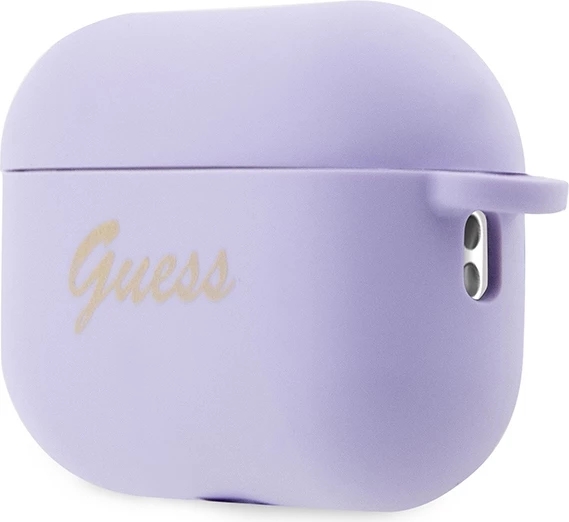 Mbështjellës Guess për AirPods Pro 2, Silicone Heart Charm, vjollcë