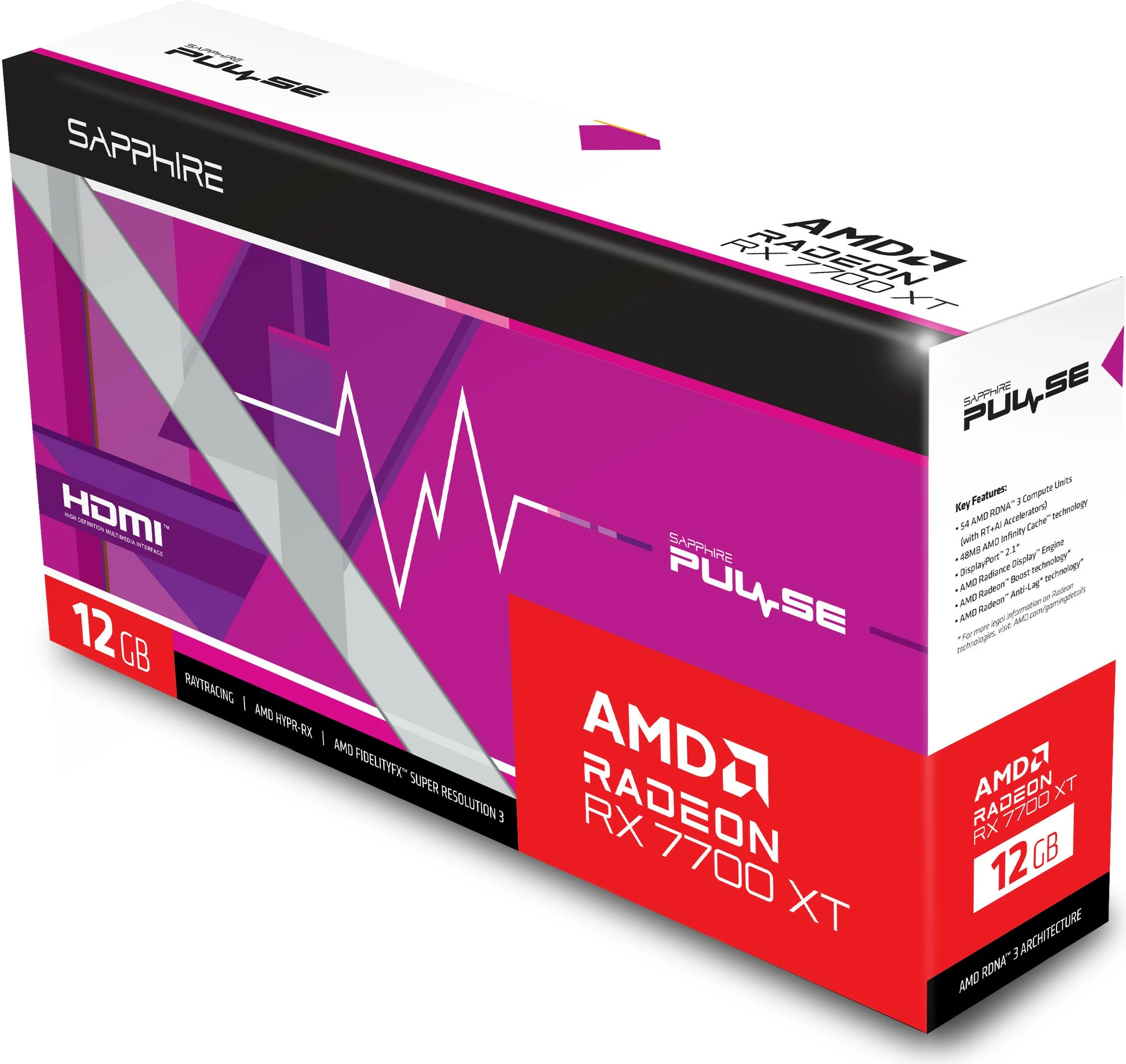 Kartelë grafike Sapphire PULSE Radeon RX 7700 XT, 12 GB, e zezë