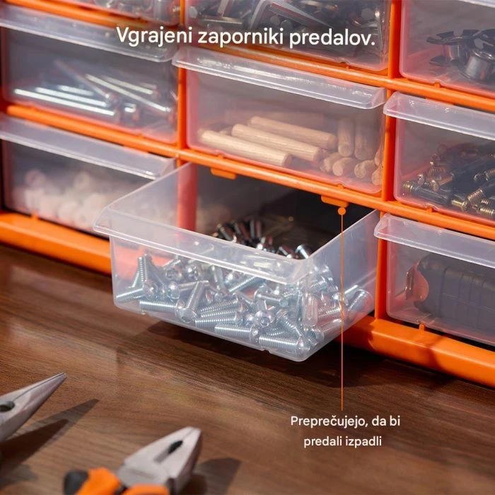 Organizator me 44 sirtarë VONHAUS 15/115, 16x50x39cm, zi/portokalli