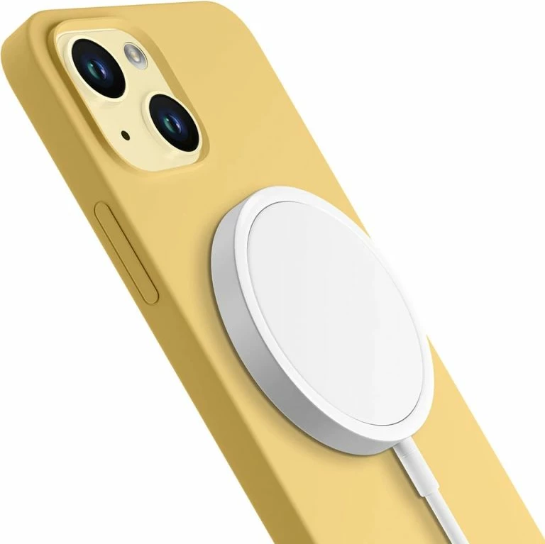 Kllapë telefoni 3mk Hardy Silicone MagCase për iPhone 15 Plus, e verdhë