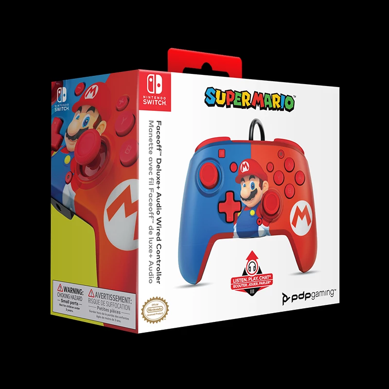 Kontrollor për Nintendo Switch PDP Faceoff Deluxe + Audio, kabllo USB 3 m, Mario, kuq/blu