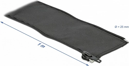 Mbështjellës i thurur për kabllo DeLOCK 1 m x 25 mm, me zinxhir, rezistent ndaj nxehtësisë, i zi