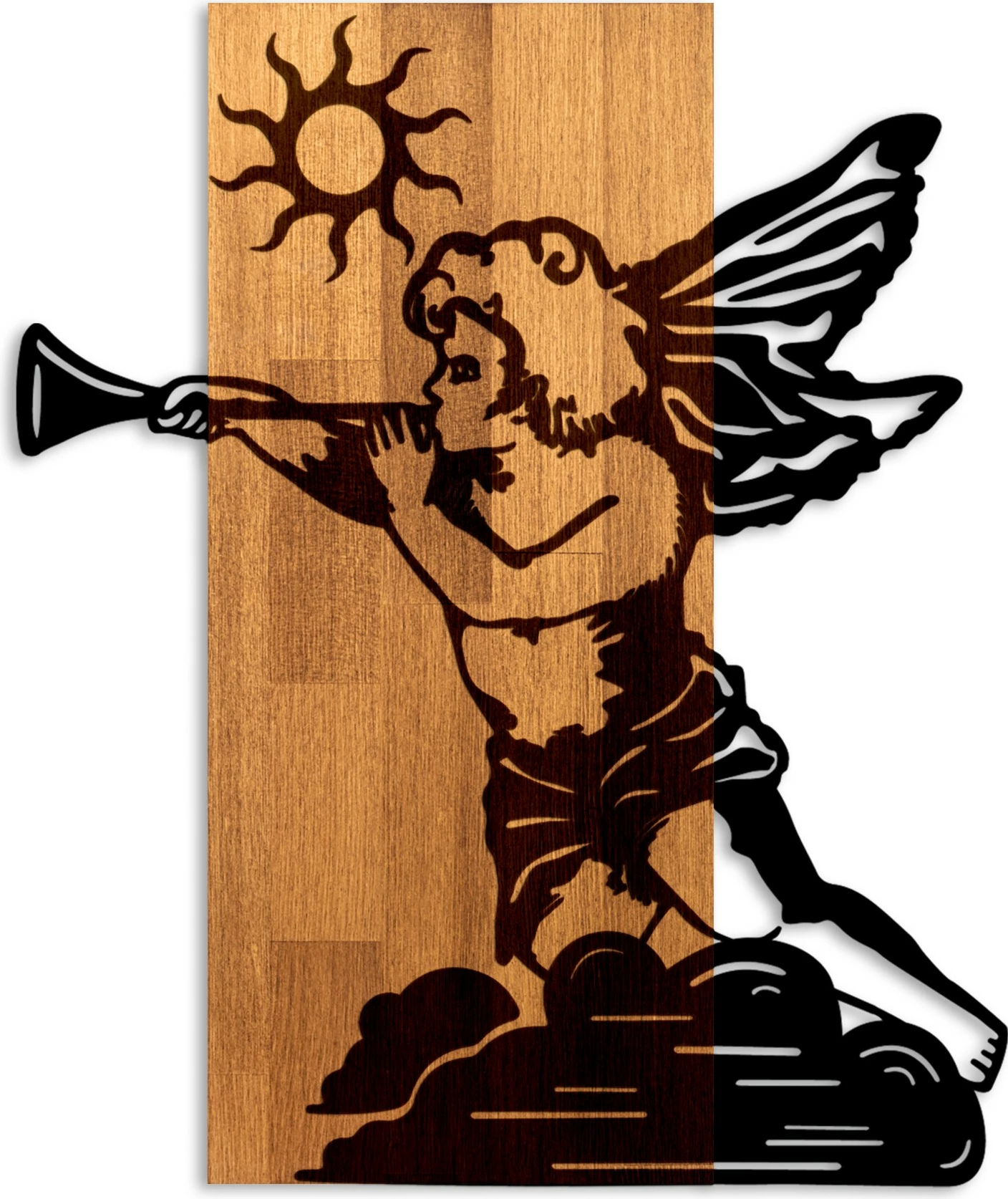 Aksesor dekorativ për mur, dru dhe metal, Wallity Eros 03, ngjyrë arre/zezë, 46x58cm