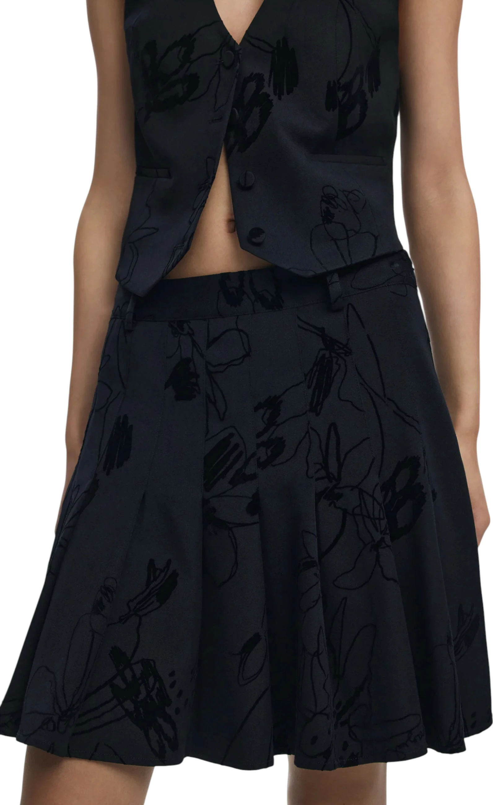 Fund mini për femra Desigual FAL_FLOCK 25WWFW10, i zi [Madhësia: L]