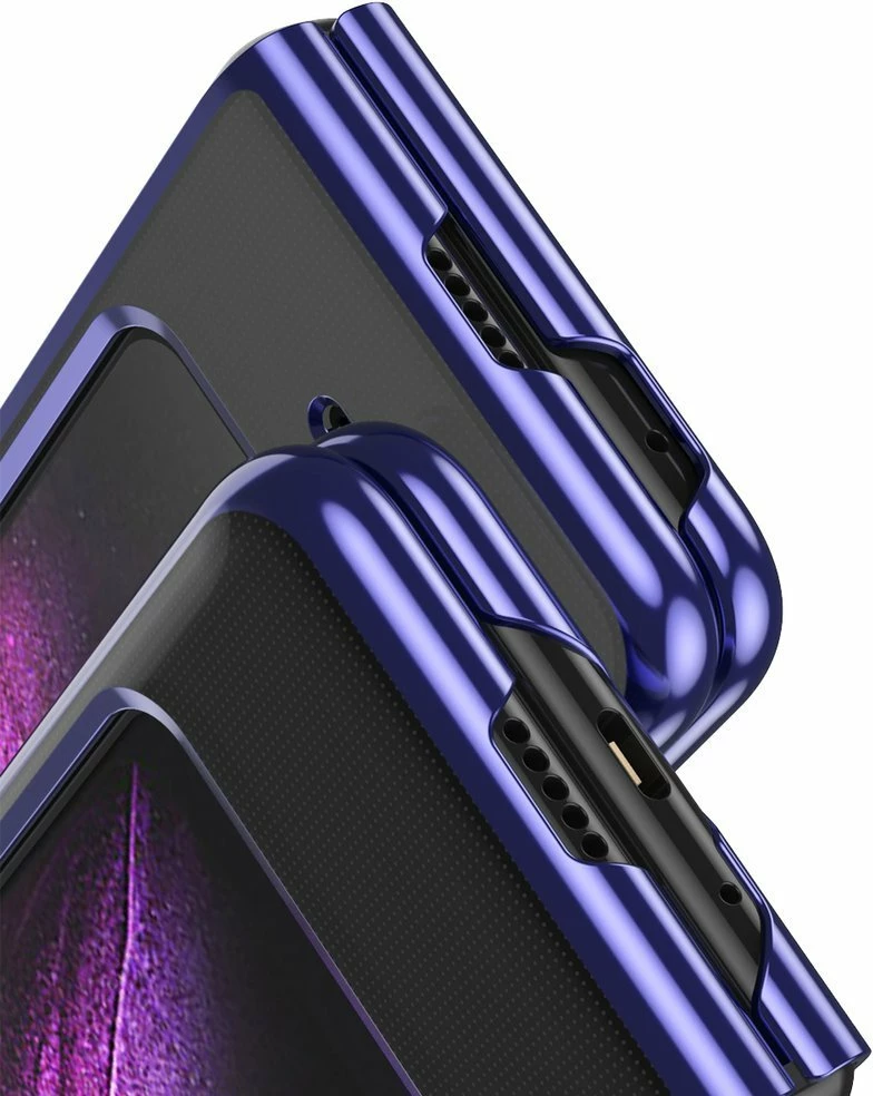 Mbështjellës Hurtel për Samsung Galaxy Fold, hard case, ultraihollë, kornizë elektroplating, Blu