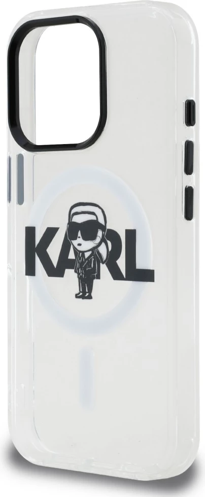 Mbështjellës Karl Lagerfeld IML Karl Sketch Logo MagSafe për iPhone 16 Pro Max, transparent, në kuti