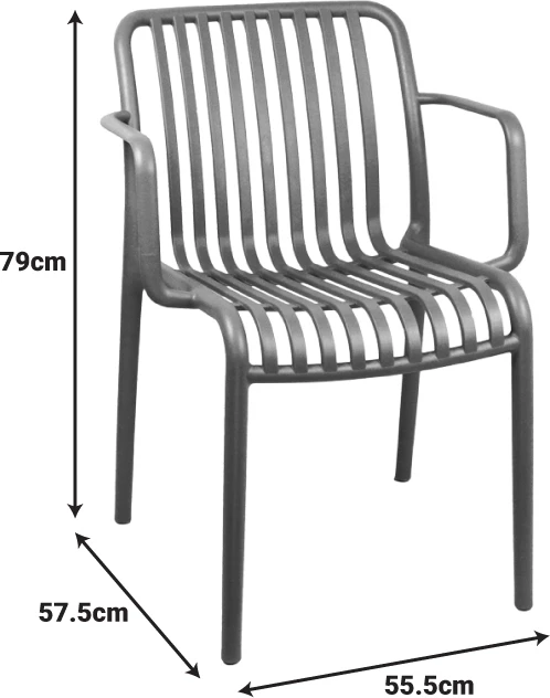 Karrige me krahë Zoi, plastikë e fortë, ngjyrë e gjelbër e errët, 55.5x57.5x79cm