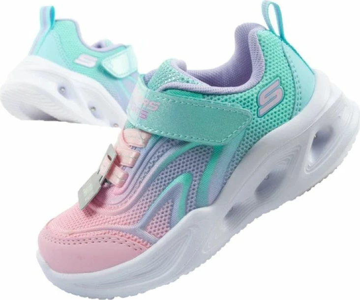Atlete për fëmijë Skechers S Lights Sola Glow Color Breeze, turkuaz