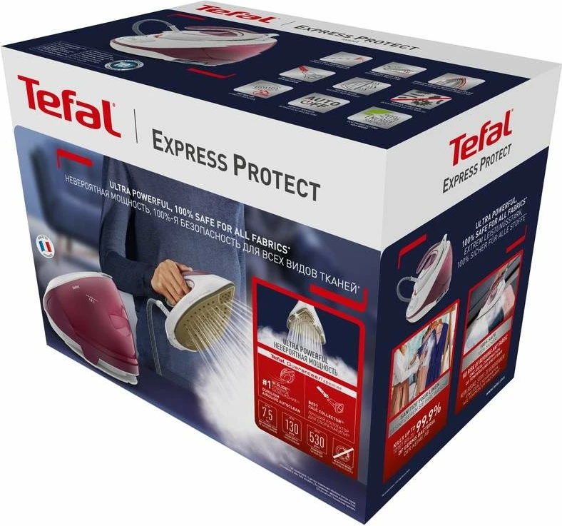 Hekur me stacion avulli Tefal Express Protect SV9201E0 2800W 7.5 bar bardhë/kuqe