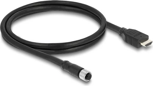 Kabllo DeLOCK M12 A-coded 17-pin femër në HDMI mashkull, 1 m, e zezë