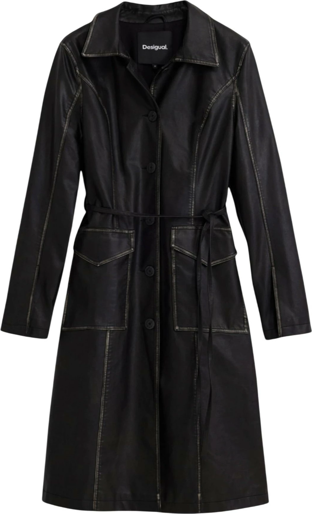 Pallto trench për femra Desigual CHAQ_LILLY 25WWEW33, e zezë [Madhësia: XL]