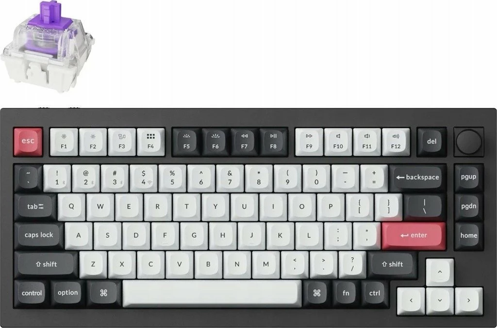 Tastierë mekanike Keychron Q1 HE QMK/VIA 75% wireless, Gateron Double-Rail Magnetic Nebula (Q1H-M1), RGB, e zezë