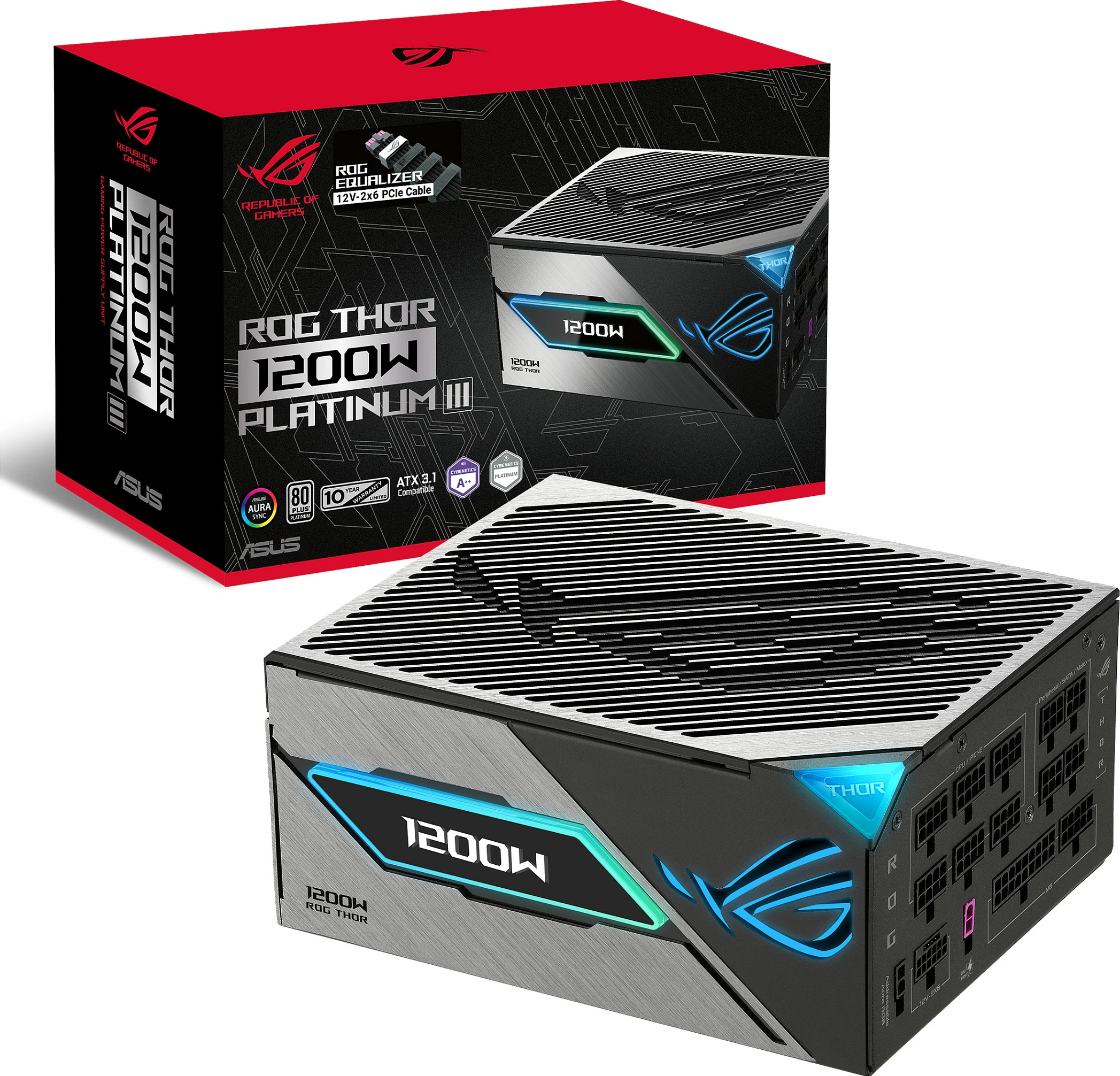 Furnizues rryme ASUS ROG Thor 1200P3 Gaming, 1200W, 80+ Platinum, Fully Modular, ATX 3.1, RGB, zi/gri