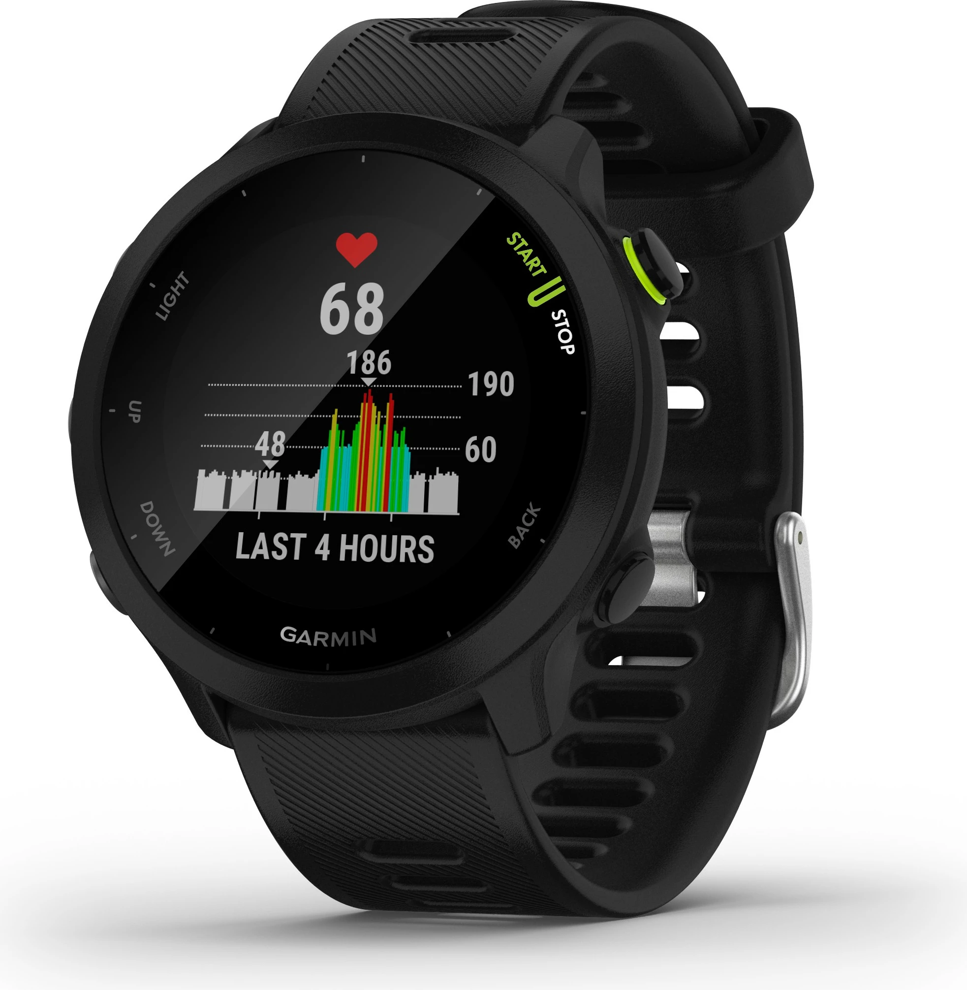 Smartwatch Garmin Forerunner 55, GPS, 2.64 cm, e zezë