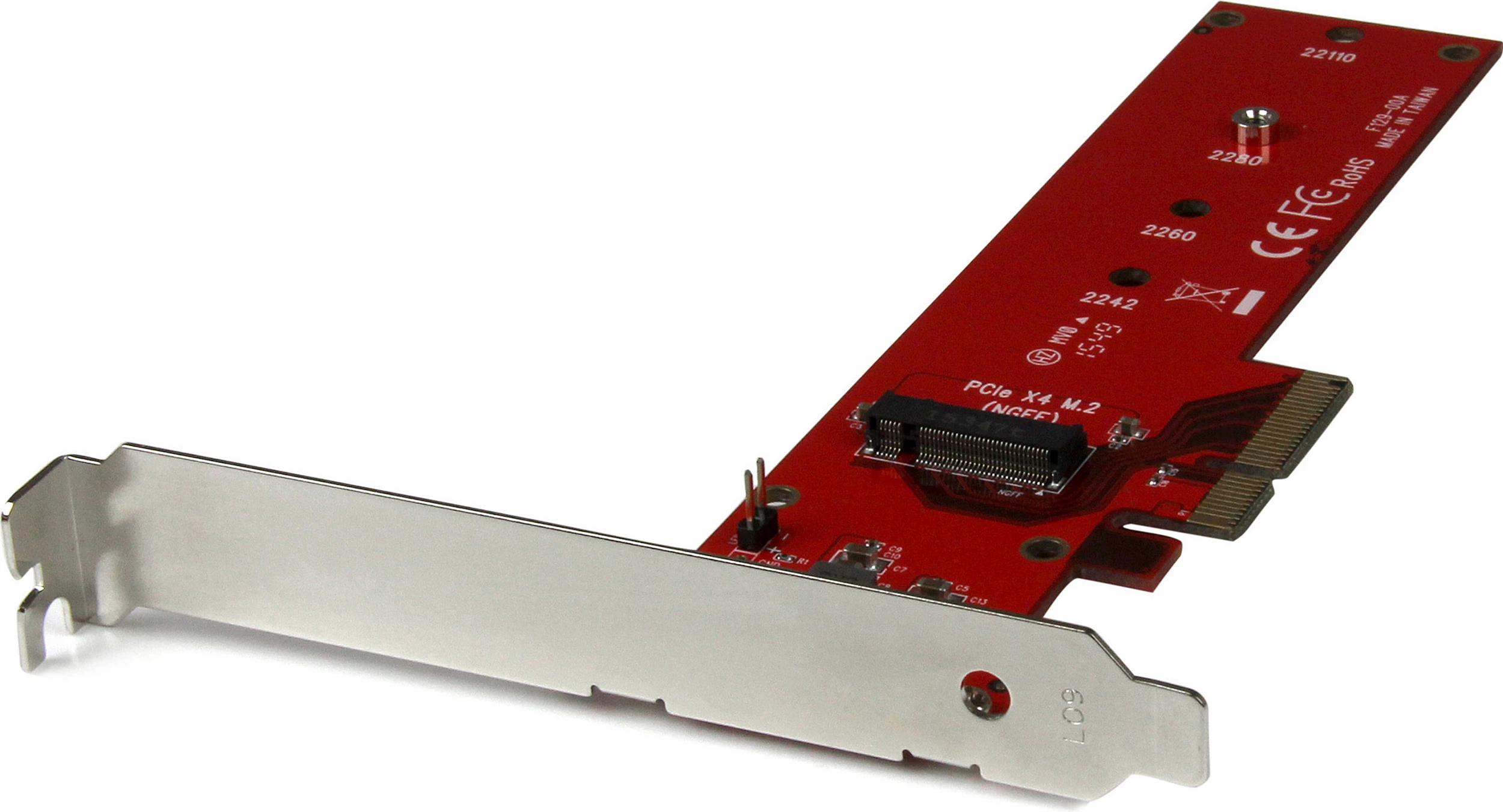 Adapter PCIe në M.2 NVMe SSD StarTech PEX4M2E1, PCIe 3.0 x4, full-height/low-profile, i kuq
