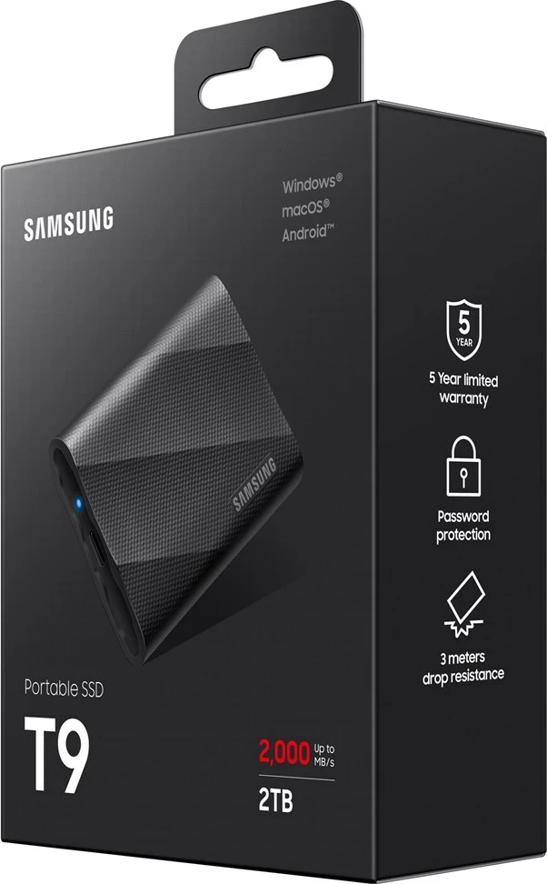 SSD portabël Samsung MU-PG2T0B 2TB, USB Type-C 3.2 Gen 2, Zi