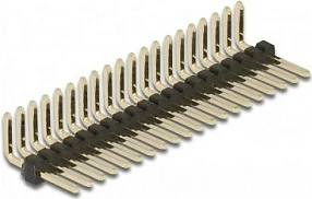 Pin header DeLOCK 20-pin 1.27mm këndor, 5 copë, zi/metalike