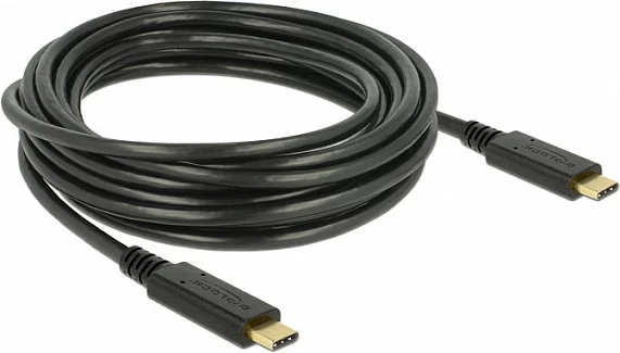 Kabllo USB-C DeLOCK 85206, 4 m, USB 2.0, 5A, e zezë