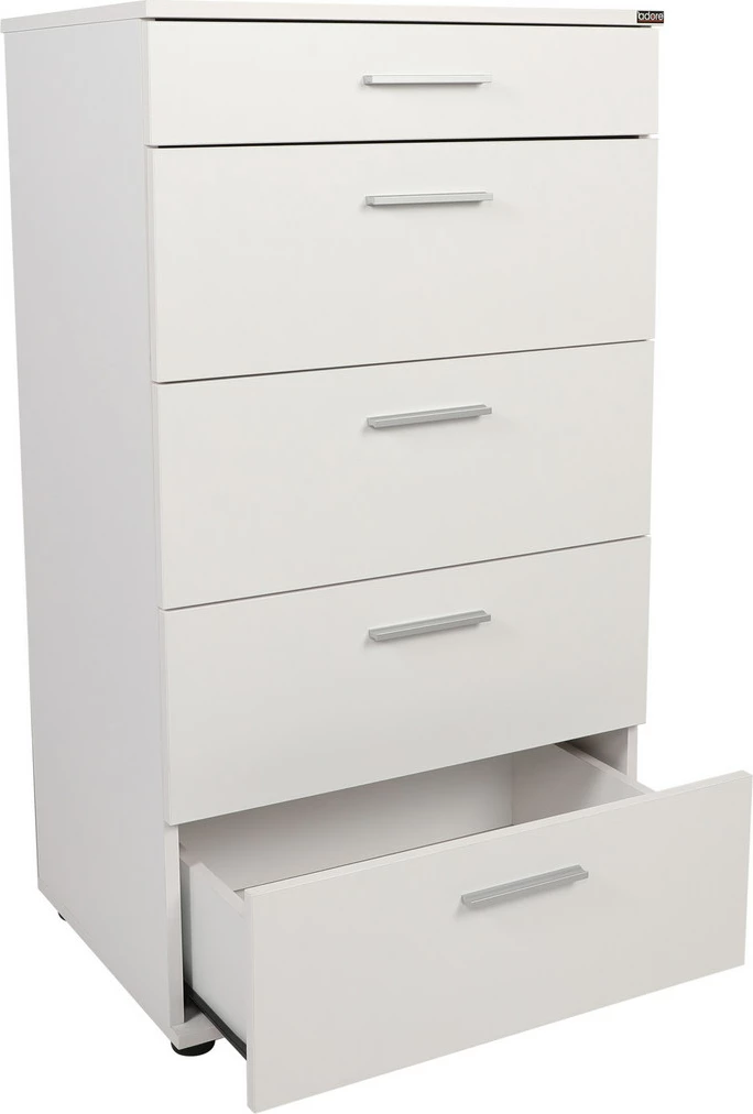 Komodë me 5 sirtarë, ngjyrë e bardhë, Hanah Home, Sfn-550-Bb-1