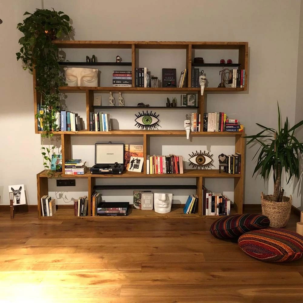 Raft librash Skye Decor, dru pishe, ngjyrë teak, CPT6004-200, 200x200x30cm
