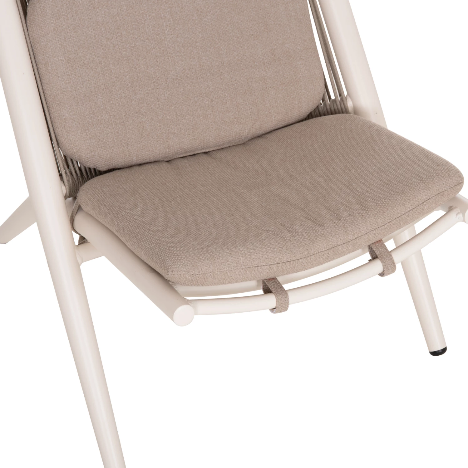 Karrige relaksi për oborr REMUS FH6642.02, alumin i bardhë, litar OLEFIN bezhë, 63x87x94cm