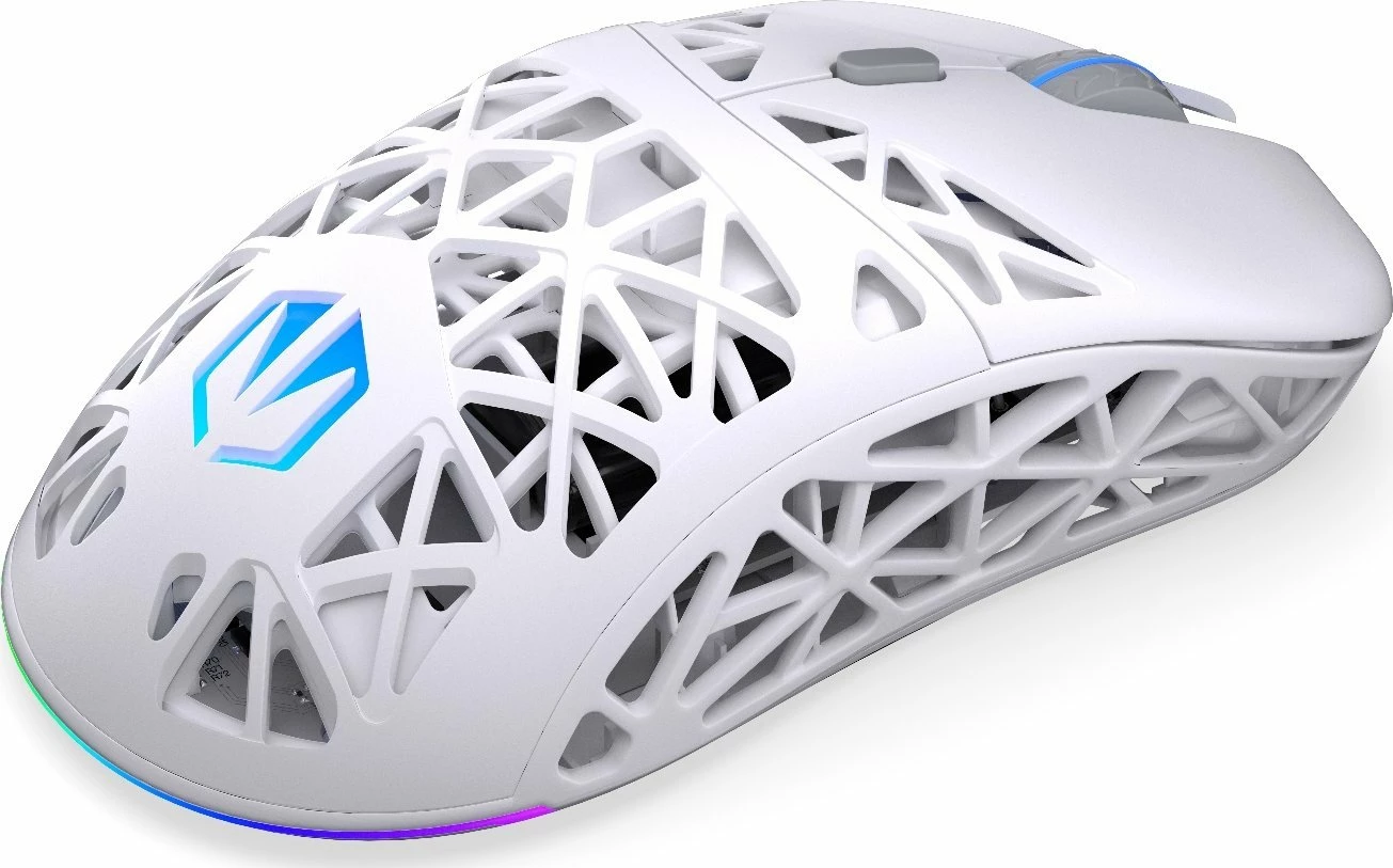 Maus gaming Endorfy LIV Plus Wireless EY6A017, PAW3395, 26000 DPI, RGB, tri-mode, dock karikimi, i bardhë