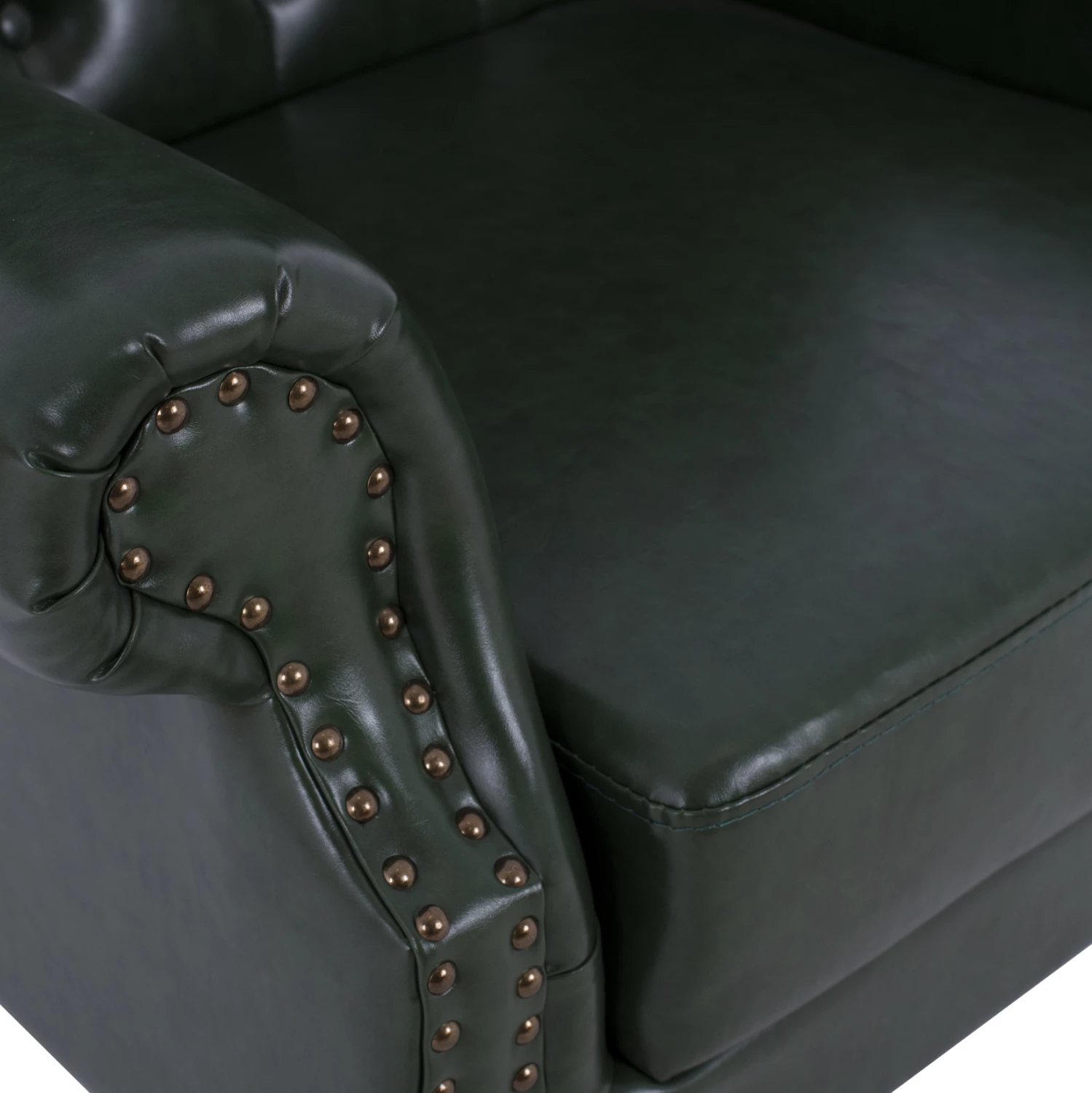 Karrige e tipit Chesterfield Polina, FH0053.08, ngjyrë jeshile Cypress PU 83x79x104 cm