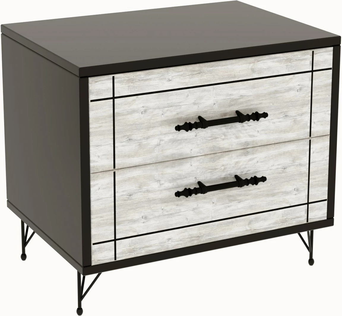 Komodinë nate Hanah Home, gri e çelët, dy sirtarë