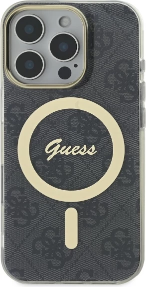 Mbështjellës Guess IML 4G MagSafe për iPhone 16 Pro Max, Zi