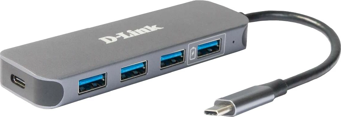 USB hub D-Link DUB-2340, 4x USB 3.0, 1x USB-C, 60W, gri