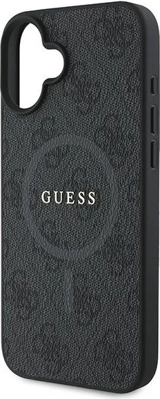 Mbështjellës Guess 4G Ring Classic Logo MagSafe për iPhone 16 Plus, i zi