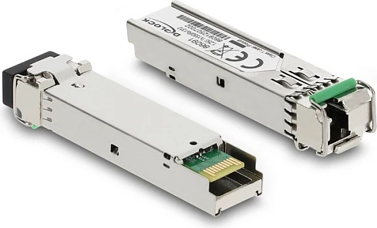 Modul SFP DeLOCK 1000Base-BX SM, LC, 1Gbps, 20km, TX 1550nm / RX 1310nm, DDM, çelik inox