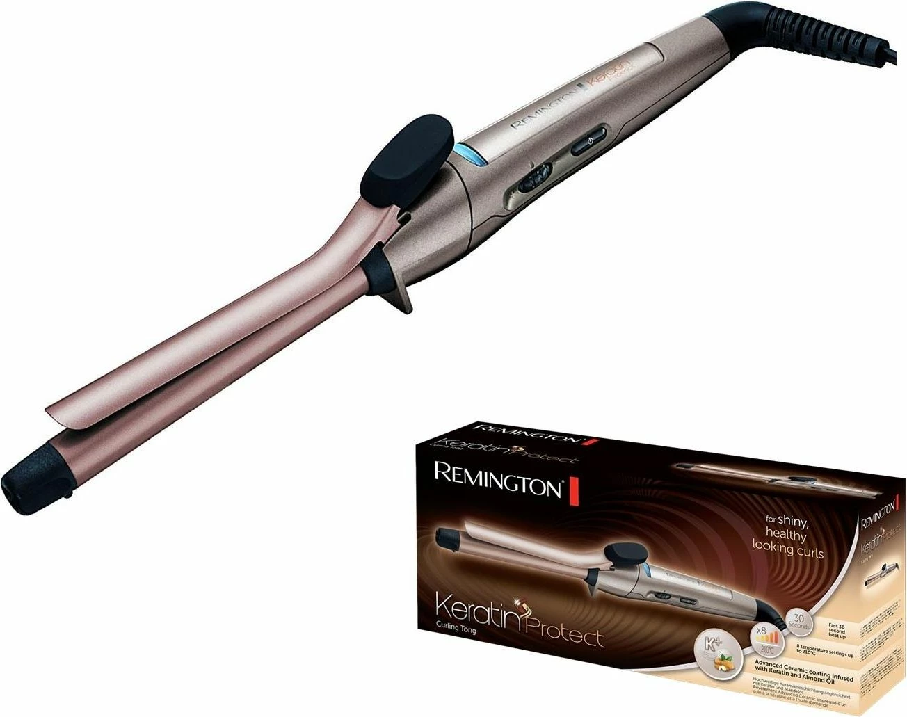 Hekur për kaçurrela Remington Keratin Protect CI5318, 19 mm, 210°C, ari rozë