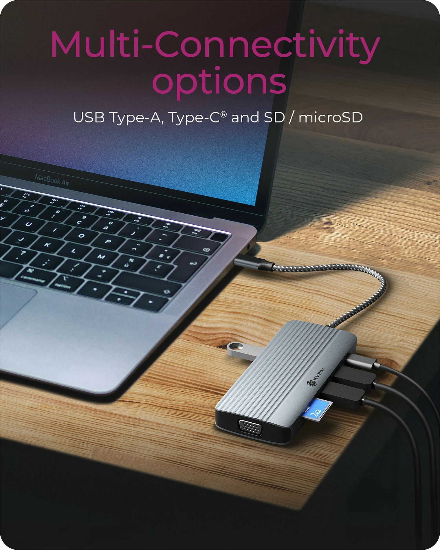 Docking station USB-C ICY BOX IB-DK4040a-CPD, 10-në-1, 4K HDMI, VGA, LAN 1Gbps, SD/microSD, USB PD, gri
